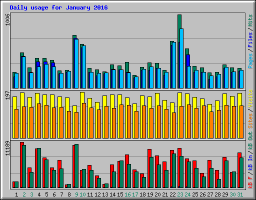 Daily usage for January 2016