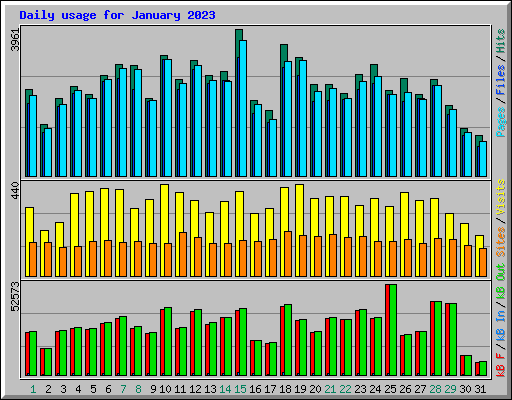 Daily usage for January 2023