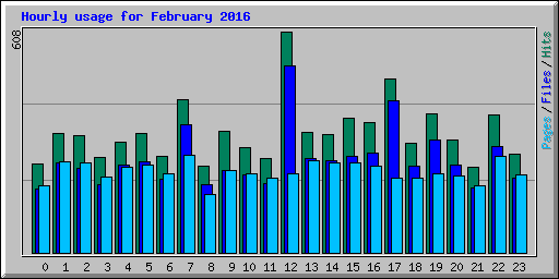 Hourly usage for February 2016