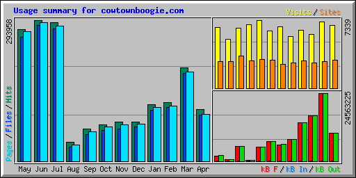 Usage summary for cowtownboogie.com